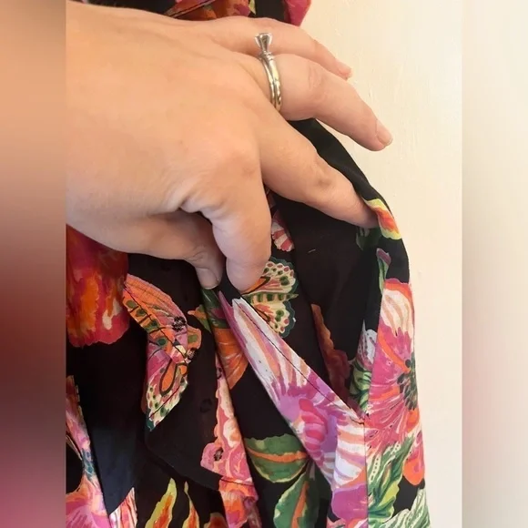 Banjanan Audrey Mini Dress, Eliza's Rose Garden Black Butterflies Floral - Picture 9 of 10